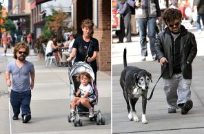 Питер с семьей и во время прогулки с собакой