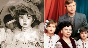 На фото: Наташа Королева в детстве (на фото слева) и Наташа Королева с родителями и сестрой (на фото справа) 